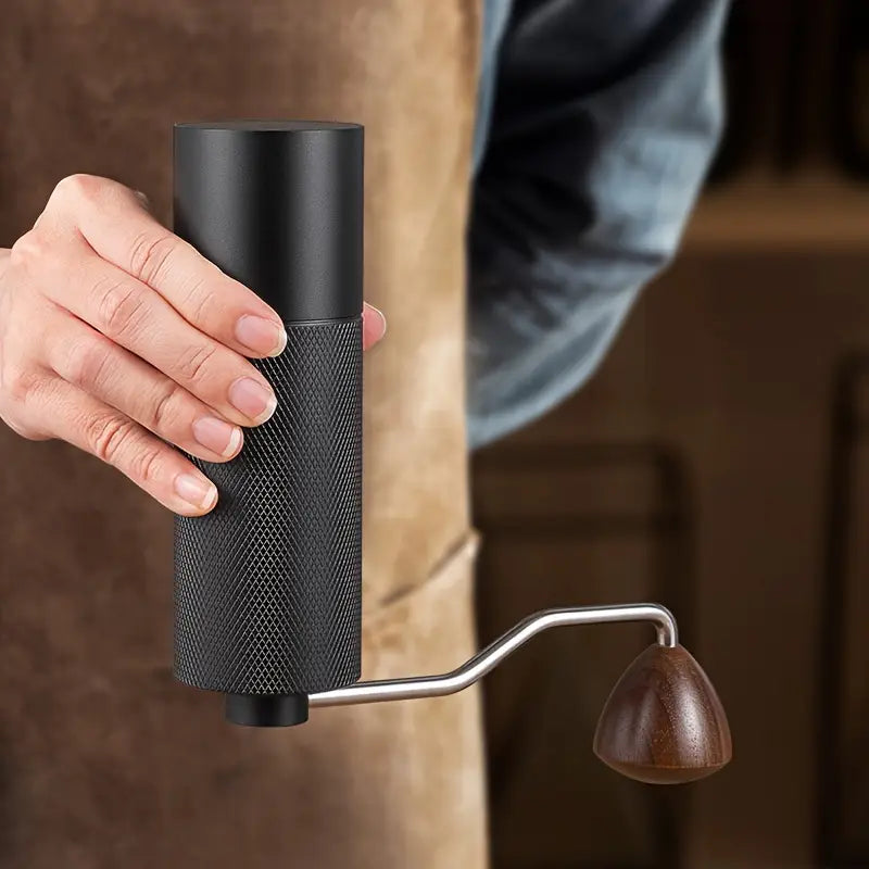 Premium Stainless Steel Manual Coffee Grinder with Textured Lattice Pattern Handle - Ergonomic Design for Home and Office Use, No Electricity Required, Durable & Easy to Clean, Coffee Bar Accessories