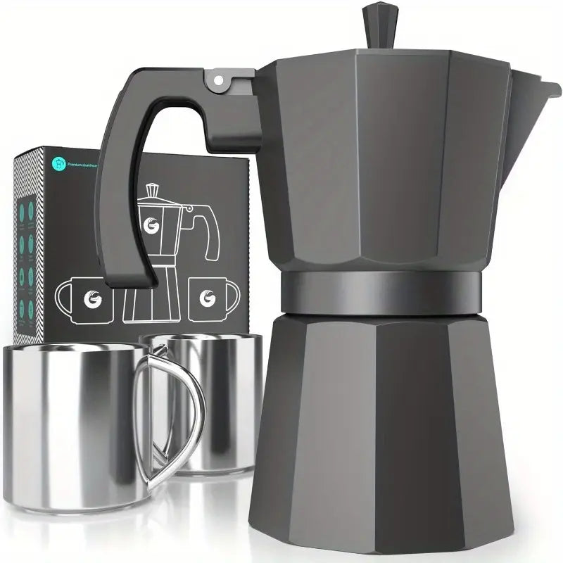 1-Pack Matte Grey Moka Pot - 6-Cup/12oz (360ml) Italian & Cuban Stovetop Espresso Maker & Percolator, induction-compatible Coffee Brewing