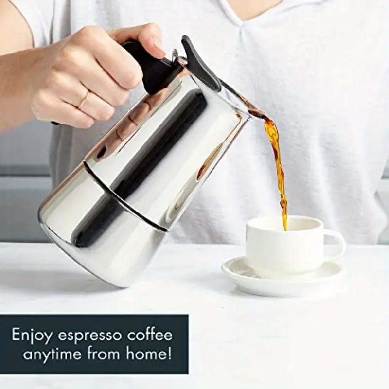 Premium Stainless Steel Stovetop Espresso & Coffee Maker 6-Cup - High-Quality Espro Percolator with Even Heat Distribution, Flip-Top Lid & Silicone Grip Handle, Works on All Stovetops (Gas/Electric/Propane) for Camping, Cuban Coffee,