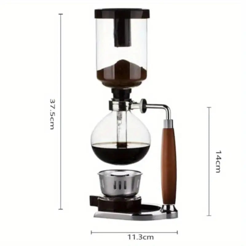 5 CupSiphon Coffee Maker with Wooden Handle syphon coffee brewercoffee siphonVacuum Brewer Pot Japanese Syphon hine Glass Drip Coffee Maker Set Comes with 10 Sheets Of Coffee Filter Cloths