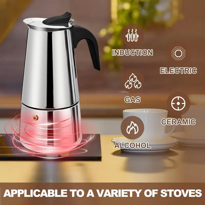 Stainless Steel Coffee Pot | Mocha Coffee Latte Percolator, Stove Coffee Pot, Beverage Tools, Cafe Latte Stove
