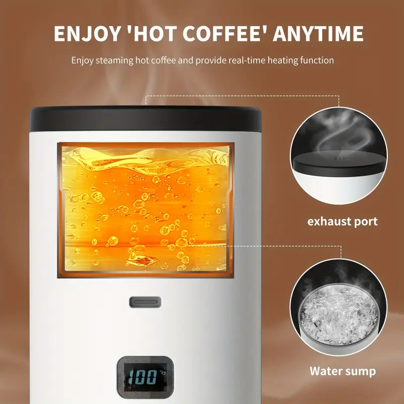 1pc Portable Capsule Coffee Machine, Compatible with Ground Coffee & Capsules, 3-In-1Espresso Maker with Digital Display Screen, 7800mAh Battery, 3.04oz Water Tank Capacity, 4.06oz Coffee Cup Capacity, Suitable for Travel/Home/Camping