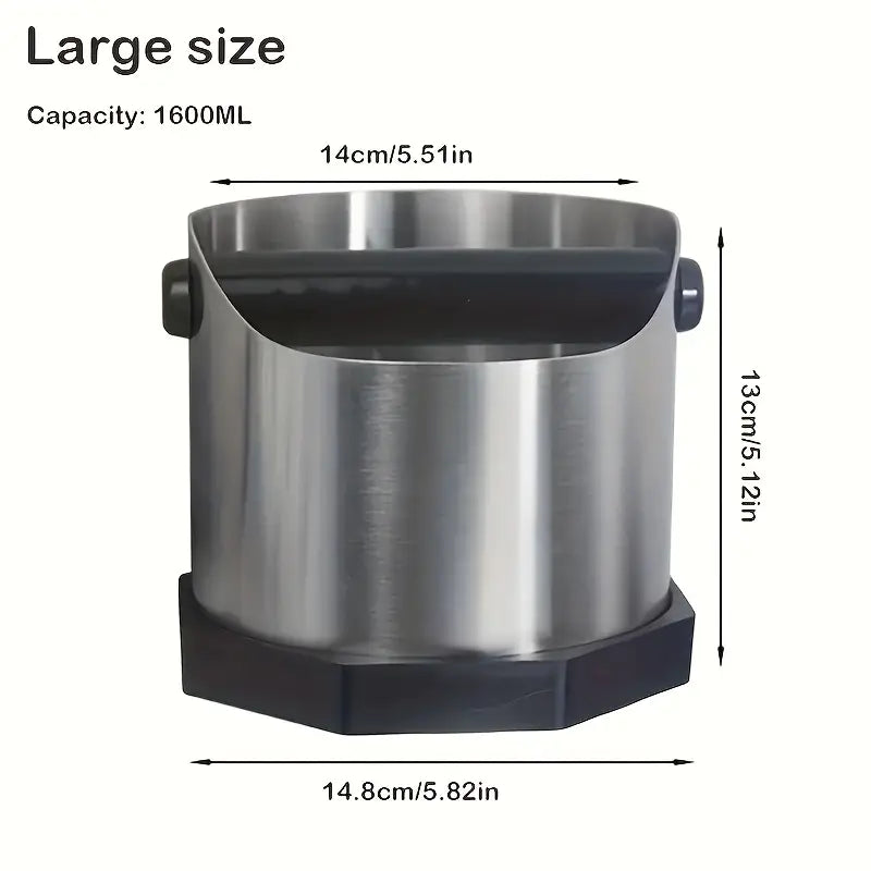 Stainless Steel Coffee Grounds Grinder & Tamper Holder - 54.1oz Capacity, Removable Hammer, Built-in Residue Storage - Barista Tool for Espresso Machines, Cafe & Kitchen Essentials, Espresso Grinder, Sleek Design, Sturdy Build