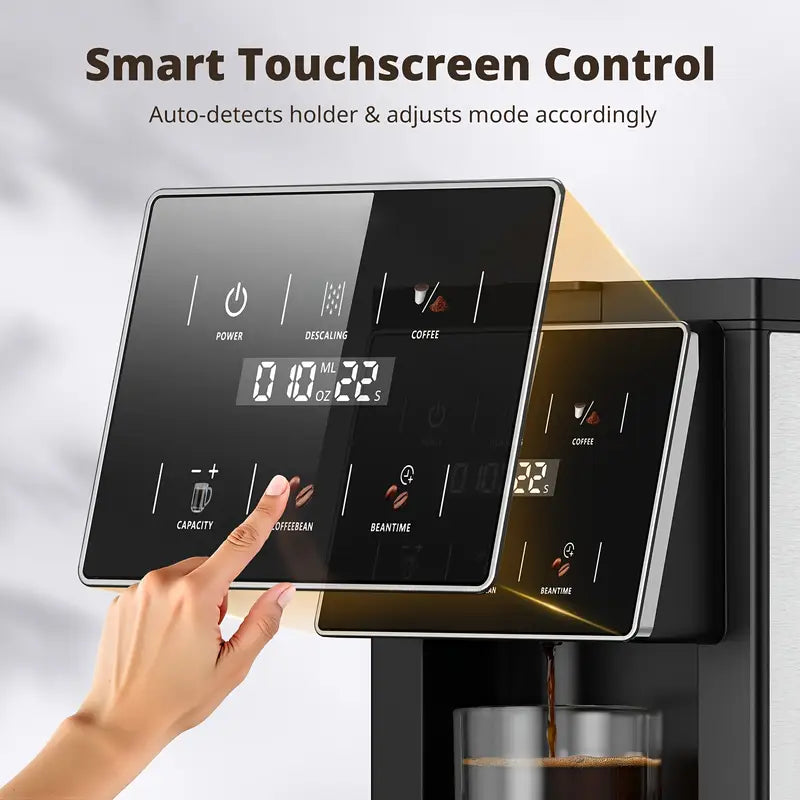 4-In-1 Freshly Ground Commercial Espresso Machines & Coffee Makers, One Machine Compatible with K Cup/Coffee Powder|5 Levels of Fine Grinding, Adjustable Concentration|Food-Grade Reusable Filter|Bpa-Free Material, Fast Brewing And Easy Cleaning