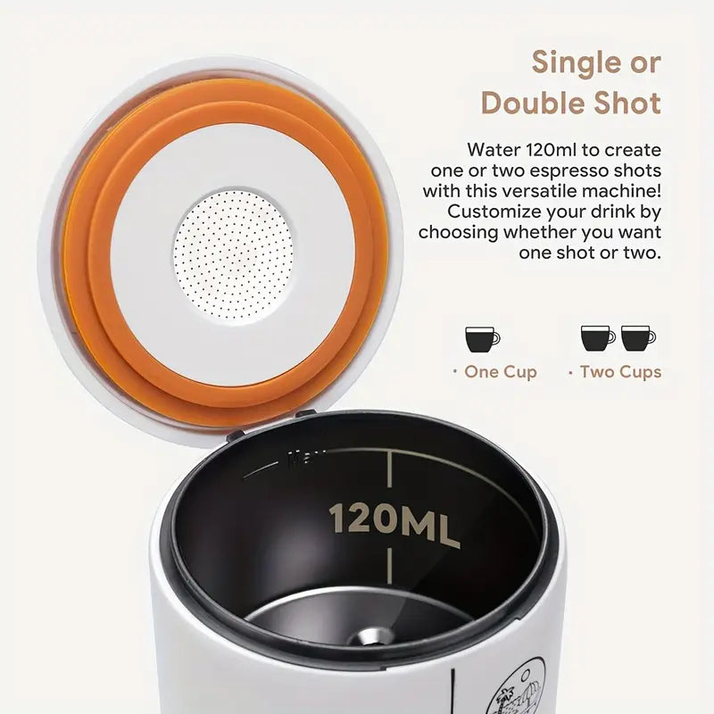 3-in-1 Portable Espresso Machine, 17BAR Extraction, USB-C Rechargeable, Compatible with Original Capsules and Coffee Grounds, Ideal for Camping, Picnics, Travel, and Car Use, Camping Coffee Maker | Modern Coffee Maker | Durable Plastic Body
