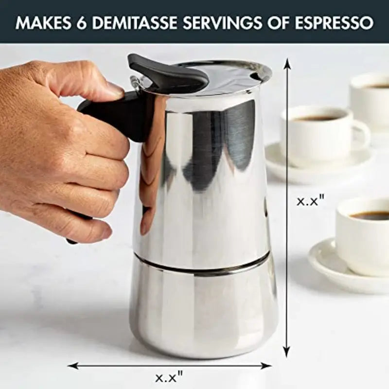 Premium Stainless Steel Stovetop Espresso & Coffee Maker 6-Cup - High-Quality Espro Percolator with Even Heat Distribution, Flip-Top Lid & Silicone Grip Handle, Works on All Stovetops (Gas/Electric/Propane) for Camping, Cuban Coffee,
