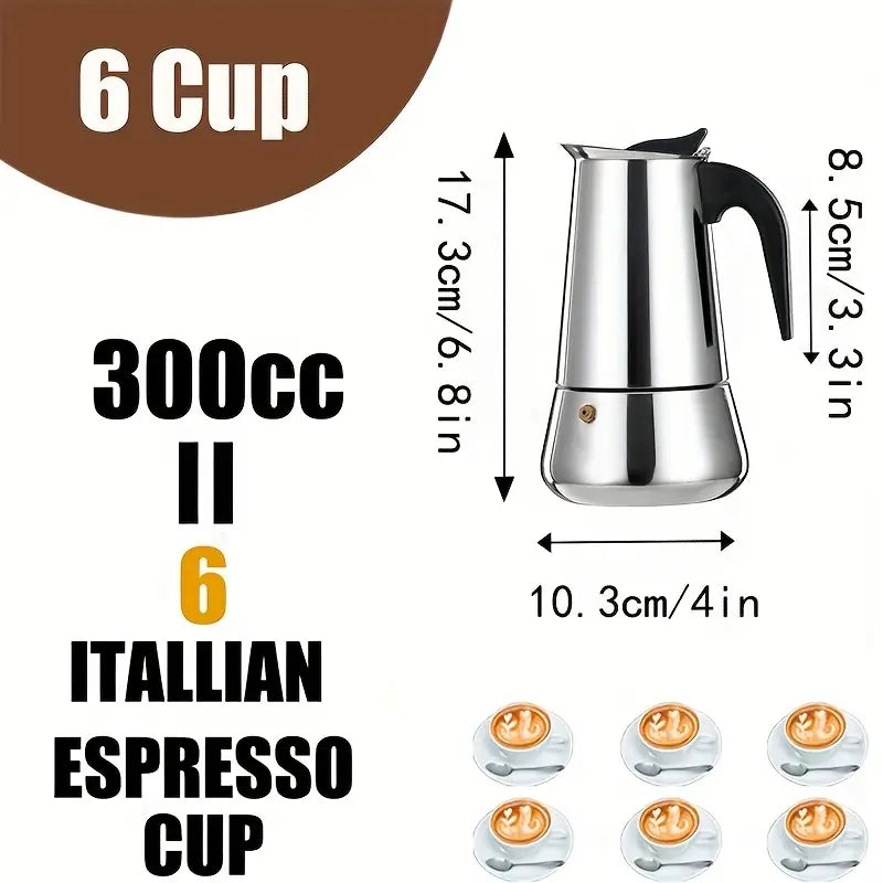 Stainless Steel Coffee Pot | Mocha Coffee Latte Percolator, Stove Coffee Pot, Beverage Tools, Cafe Latte Stove