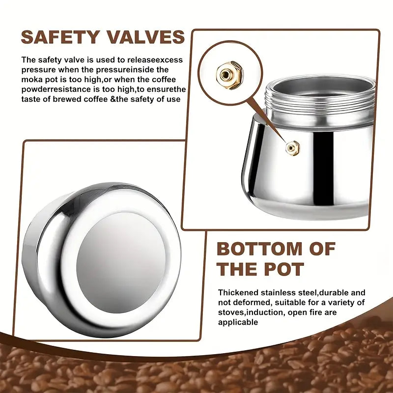 Stainless Steel Coffee Pot | Mocha Coffee Latte Percolator, Stove Coffee Pot, Beverage Tools, Cafe Latte Stove