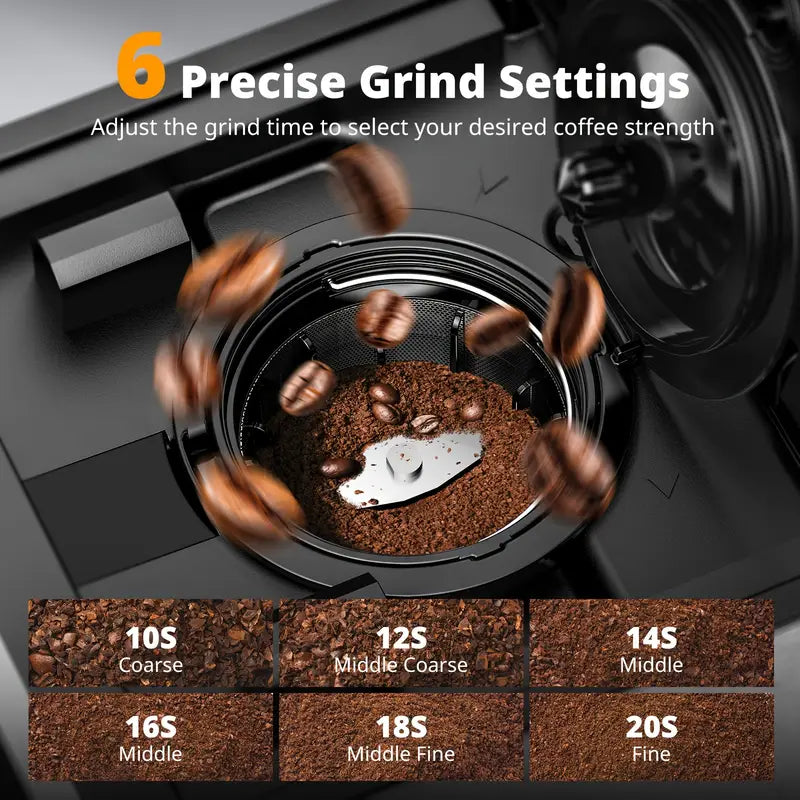 4-In-1 Freshly Ground Commercial Espresso Machines & Coffee Makers, One Machine Compatible with K Cup/Coffee Powder|5 Levels of Fine Grinding, Adjustable Concentration|Food-Grade Reusable Filter|Bpa-Free Material, Fast Brewing And Easy Cleaning