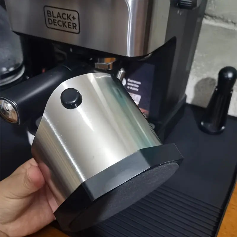 Stainless Steel Coffee Grounds Grinder & Tamper Holder - 54.1oz Capacity, Removable Hammer, Built-in Residue Storage - Barista Tool for Espresso Machines, Cafe & Kitchen Essentials, Espresso Grinder, Sleek Design, Sturdy Build