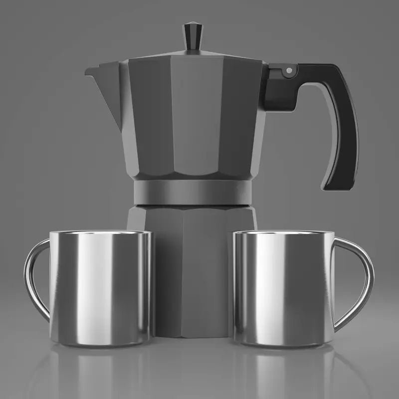 1-Pack Matte Grey Moka Pot - 6-Cup/12oz (360ml) Italian & Cuban Stovetop Espresso Maker & Percolator, induction-compatible Coffee Brewing