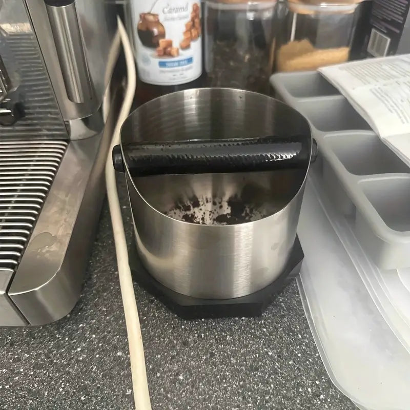 Stainless Steel Coffee Grounds Grinder & Tamper Holder - 54.1oz Capacity, Removable Hammer, Built-in Residue Storage - Barista Tool for Espresso Machines, Cafe & Kitchen Essentials, Espresso Grinder, Sleek Design, Sturdy Build