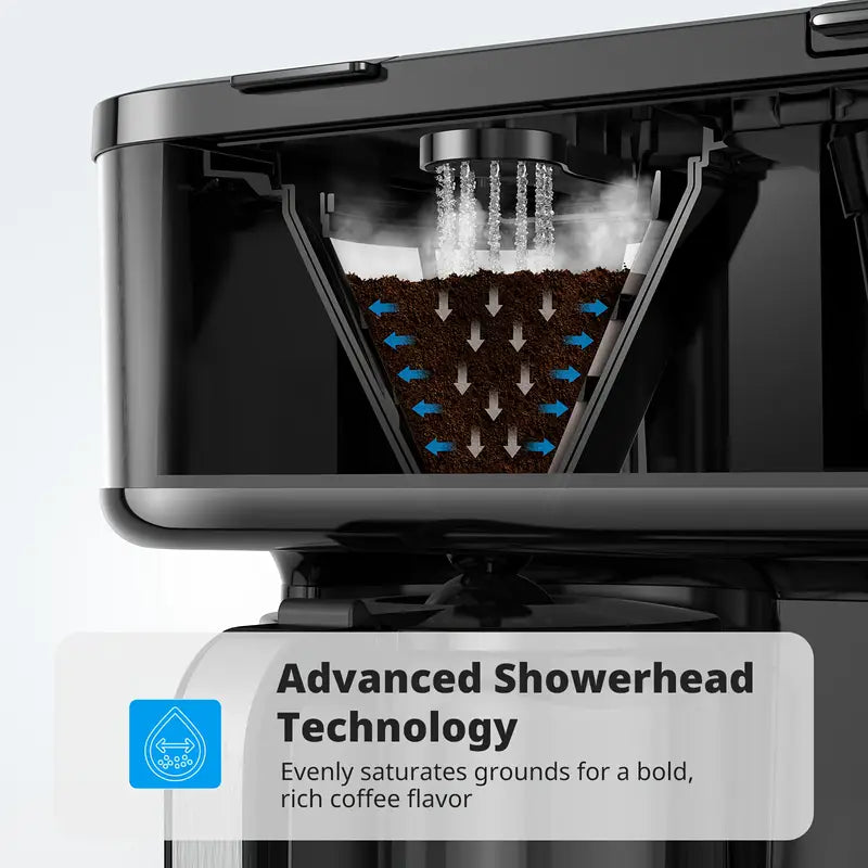 Programmable 12-Cup Drip Coffee Maker with K-Cup Compatibility | Auto Shut-Off, Spill-Free Spout, One-Touch Brewing, Modern Black Design - Durable Plastic Construction for Home, Office, Commercial Use - Stylish, Efficient, Smart Appliance