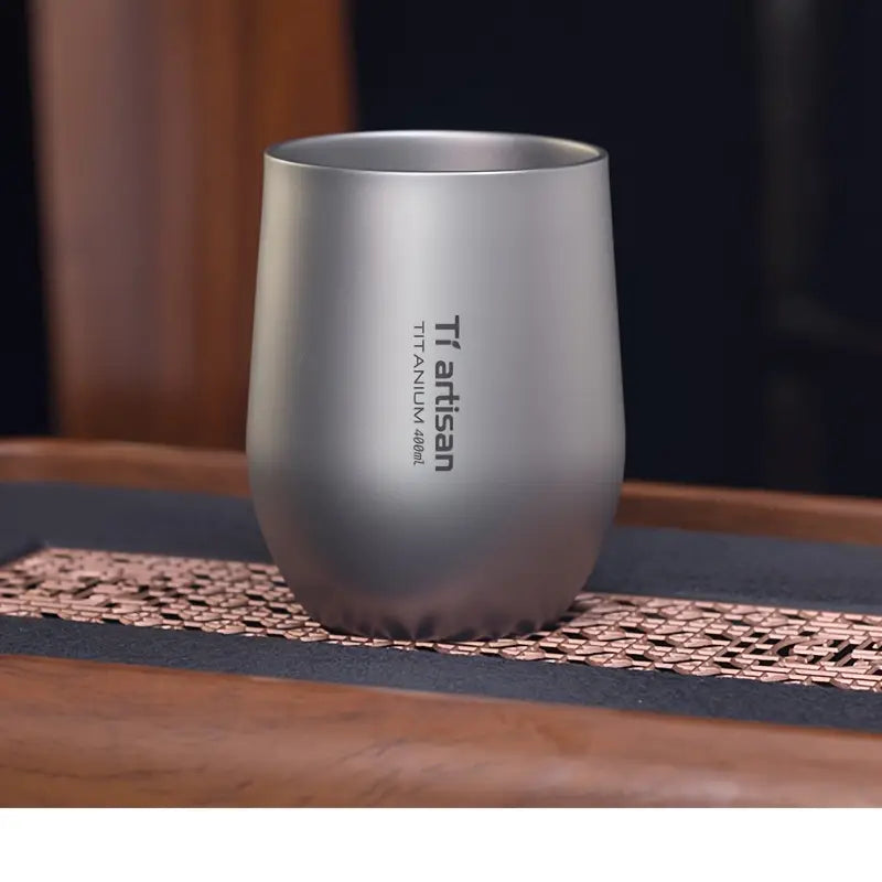 Tiartisan 1pc 8.62oz/13.53oz Outdoor Titanium Water Mug, Double Walled Tea Cup Coffee Mug, Camping Picnic Lightweight Portable Drinkware