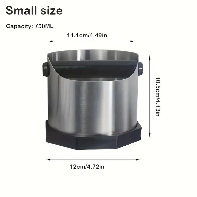 Stainless Steel Coffee Grounds Grinder & Tamper Holder - 54.1oz Capacity, Removable Hammer, Built-in Residue Storage - Barista Tool for Espresso Machines, Cafe & Kitchen Essentials, Espresso Grinder, Sleek Design, Sturdy Build
