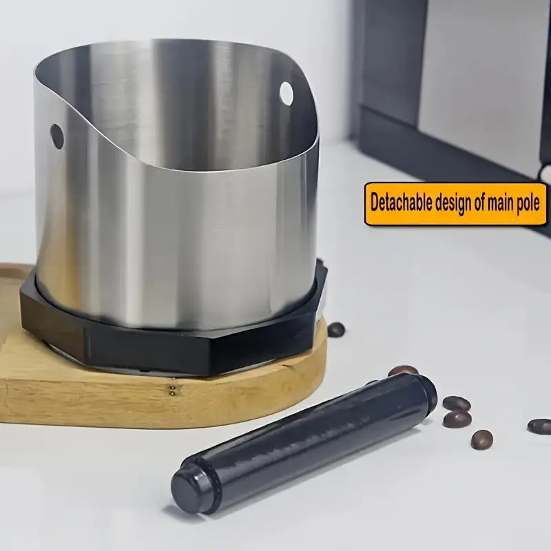 Stainless Steel Coffee Grounds Grinder & Tamper Holder - 54.1oz Capacity, Removable Hammer, Built-in Residue Storage - Barista Tool for Espresso Machines, Cafe & Kitchen Essentials, Espresso Grinder, Sleek Design, Sturdy Build