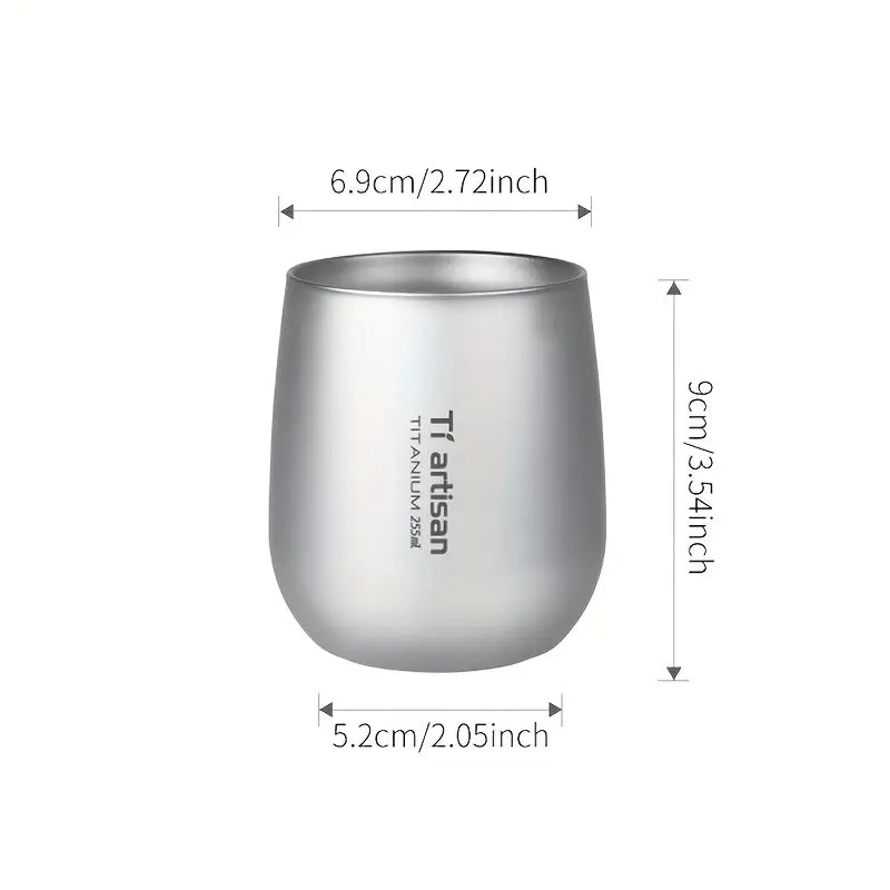 Tiartisan 1pc 8.62oz/13.53oz Outdoor Titanium Water Mug, Double Walled Tea Cup Coffee Mug, Camping Picnic Lightweight Portable Drinkware