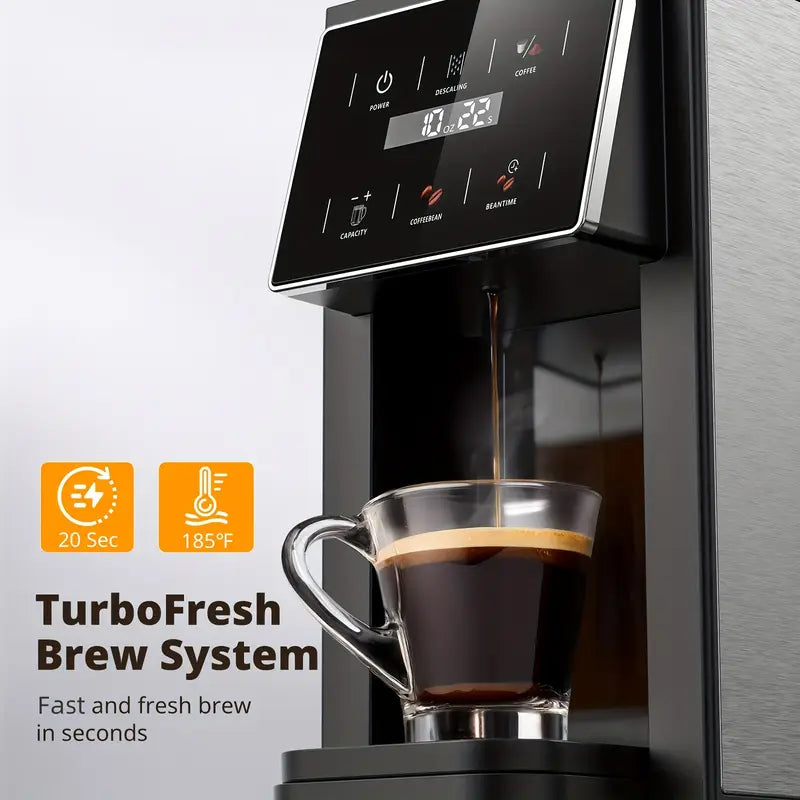 4-In-1 Freshly Ground Commercial Espresso Machines & Coffee Makers, One Machine Compatible with K Cup/Coffee Powder|5 Levels of Fine Grinding, Adjustable Concentration|Food-Grade Reusable Filter|Bpa-Free Material, Fast Brewing And Easy Cleaning