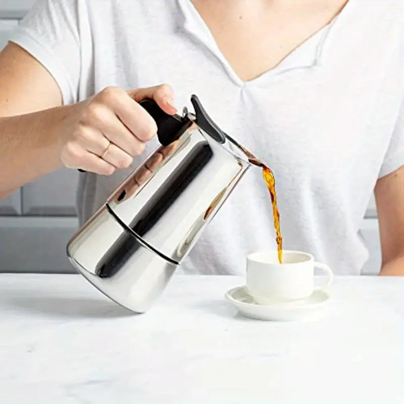 Premium Stainless Steel Stovetop Espresso & Coffee Maker 6-Cup - High-Quality Espro Percolator with Even Heat Distribution, Flip-Top Lid & Silicone Grip Handle, Works on All Stovetops (Gas/Electric/Propane) for Camping, Cuban Coffee,