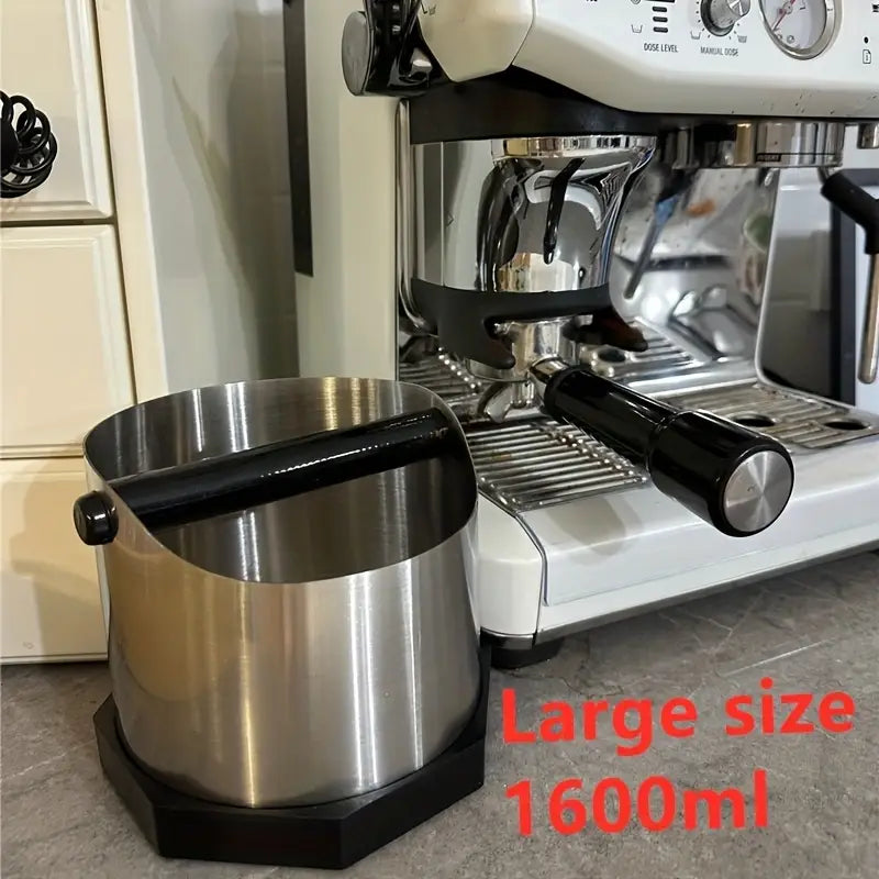 Stainless Steel Coffee Grounds Grinder & Tamper Holder - 54.1oz Capacity, Removable Hammer, Built-in Residue Storage - Barista Tool for Espresso Machines, Cafe & Kitchen Essentials, Espresso Grinder, Sleek Design, Sturdy Build