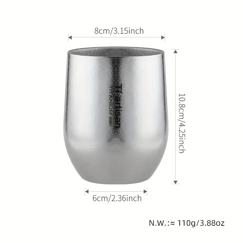 Tiartisan 1pc 8.62oz/13.53oz Outdoor Titanium Water Mug, Double Walled Tea Cup Coffee Mug, Camping Picnic Lightweight Portable Drinkware