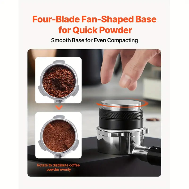 Coffee Distributor 51&53&58mm, 2-in-1 Adjustable Espresso Distributor with Fan-Shaped Base, Coffee Distributor 304 Stainless Steel with Easy-to-Disassemble Design