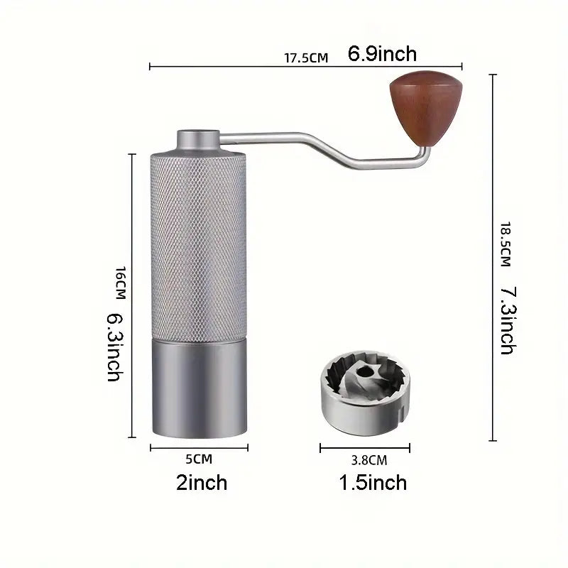 Premium Stainless Steel Manual Coffee Grinder with Textured Lattice Pattern Handle - Ergonomic Design for Home and Office Use, No Electricity Required, Durable & Easy to Clean, Coffee Bar Accessories