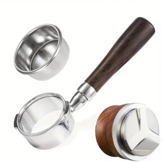 Espro Adjustable 58mm Tamper Leveler with Glass Body & Wood Handle - Dual Function Coffee Distributor & Portafilter for Gaggia, Breville, Rancilio, Rocket Espresso Machines