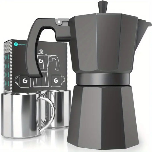 1-Pack Matte Grey Moka Pot - 6-Cup/12oz (360ml) Italian & Cuban Stovetop Espresso Maker & Percolator, induction-compatible Coffee Brewing