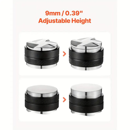 Coffee Distributor 51&53&58mm, 2-in-1 Adjustable Espresso Distributor with Fan-Shaped Base, Coffee Distributor 304 Stainless Steel with Easy-to-Disassemble Design
