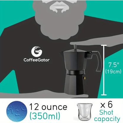 1-Pack Matte Grey Moka Pot - 6-Cup/12oz (360ml) Italian & Cuban Stovetop Espresso Maker & Percolator, induction-compatible Coffee Brewing