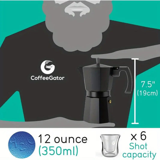 1-Pack Matte Grey Moka Pot - 6-Cup/12oz (360ml) Italian & Cuban Stovetop Espresso Maker & Percolator, induction-compatible Coffee Brewing