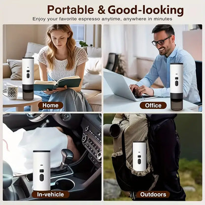 1pc Portable Capsule Coffee Machine, Compatible with Ground Coffee & Capsules, 3-In-1Espresso Maker with Digital Display Screen, 7800mAh Battery, 3.04oz Water Tank Capacity, 4.06oz Coffee Cup Capacity, Suitable for Travel/Home/Camping