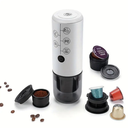 3-in-1 Portable Espresso Machine, 17BAR Extraction, USB-C Rechargeable, Compatible with Original Capsules and Coffee Grounds, Ideal for Camping, Picnics, Travel, and Car Use, Camping Coffee Maker | Modern Coffee Maker | Durable Plastic Body