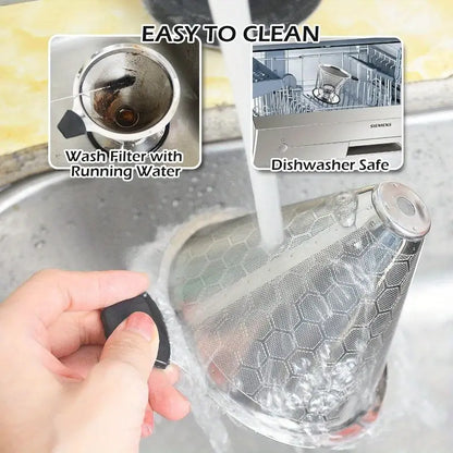 Reusable Coffee Filter Profional Manual Stainl Steel Coffee Dripper Cone Coffee Strainer Paperl Coffee Maker for 24 people with Removable Cup Stand Cleaning Brush Coffee Scoop