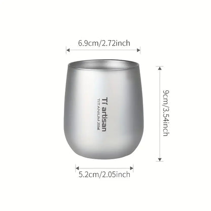 Tiartisan 1pc 8.62oz/13.53oz Outdoor Titanium Water Mug, Double Walled Tea Cup Coffee Mug, Camping Picnic Lightweight Portable Drinkware