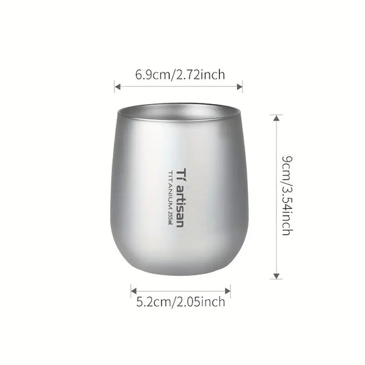 Tiartisan 1pc 8.62oz/13.53oz Outdoor Titanium Water Mug, Double Walled Tea Cup Coffee Mug, Camping Picnic Lightweight Portable Drinkware