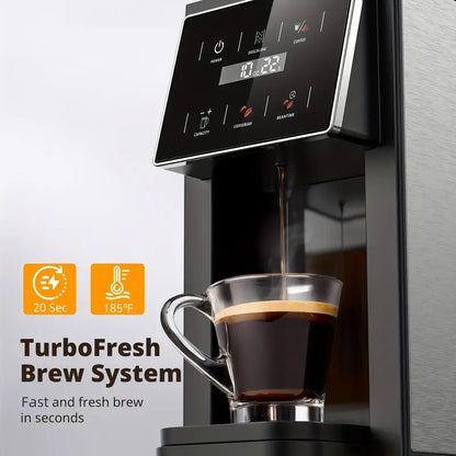 4-In-1 Freshly Ground Commercial Espresso Machines & Coffee Makers, One Machine Compatible with K Cup/Coffee Powder|5 Levels of Fine Grinding, Adjustable Concentration|Food-Grade Reusable Filter|Bpa-Free Material, Fast Brewing And Easy Cleaning