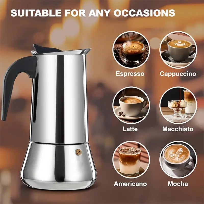 Stainless Steel Coffee Pot | Mocha Coffee Latte Percolator, Stove Coffee Pot, Beverage Tools, Cafe Latte Stove