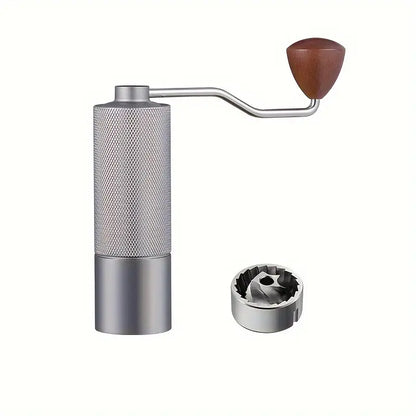 Premium Stainless Steel Manual Coffee Grinder with Textured Lattice Pattern Handle - Ergonomic Design for Home and Office Use, No Electricity Required, Durable & Easy to Clean, Coffee Bar Accessories