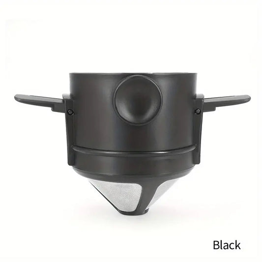 1pc ARTEC Reusable Stainless Steel Coffee Filter Holder - Portable & Foldable with Ear Hook for Easy Pouring, Ideal for 80mm/100mm Coffee Cups & Mugs, Perfect Gift for Coffee Lovers